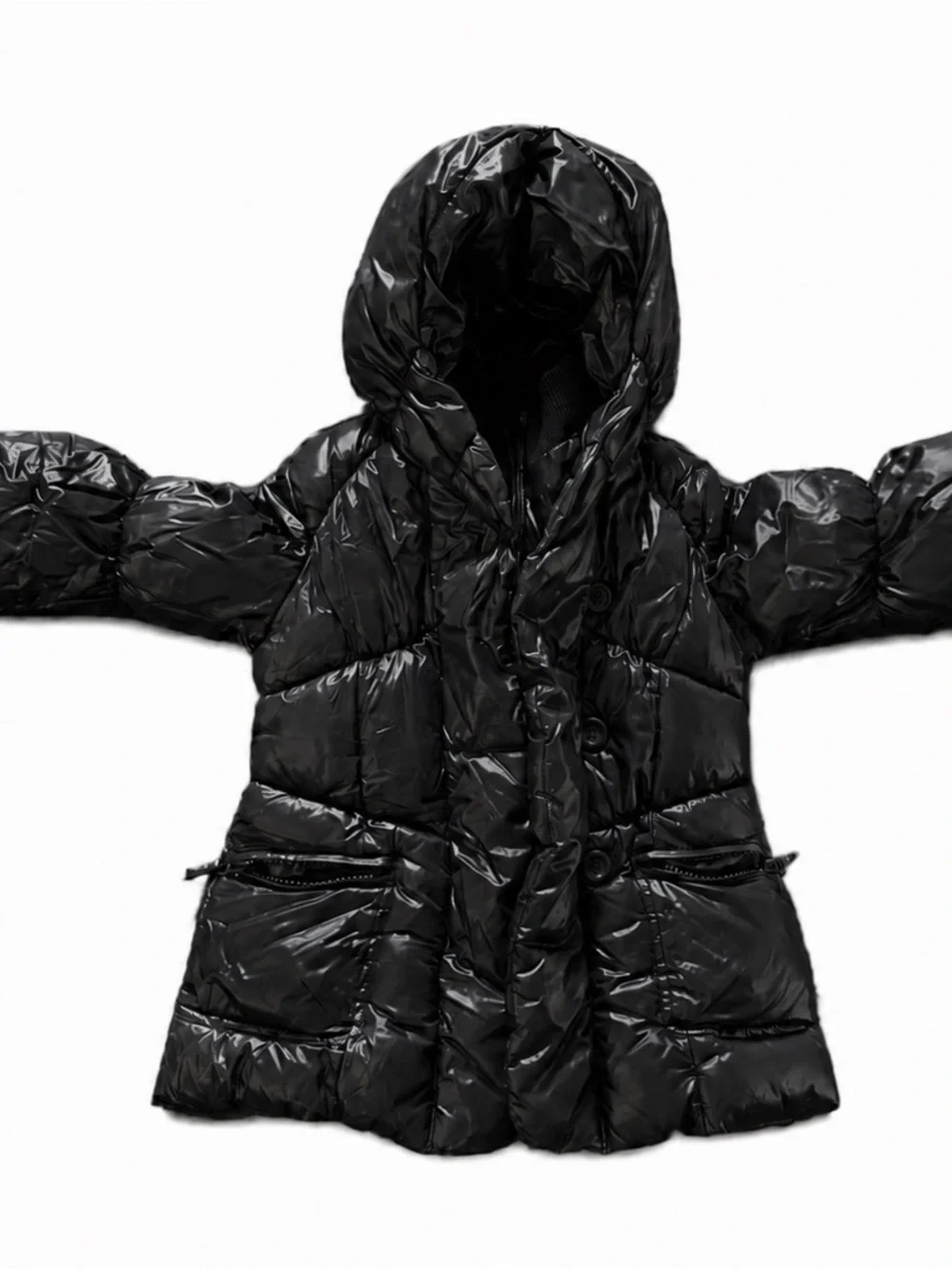 Baby Gap Black Glossy Puffer Coat 18–24M